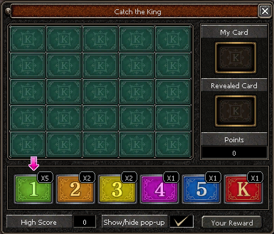 Metin2 Catch the King Event UI deck wagering panel