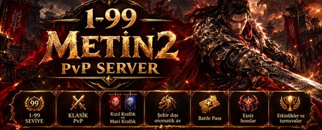 ⚔️ 1-99.net | Saf Old School PvP Macerası Baş - Metin2 Pserver Banner | Oldschool | Max Lv 99